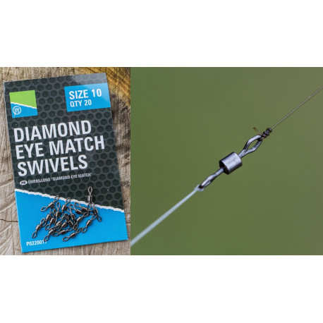Preston Innovations Diamond Eye Match Swivels – 20 Pack, Coarse Fishing Terminal Tackle