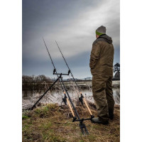 Soporte para caña de pesca y detector de acecho